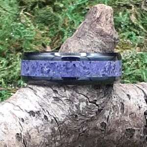Amethyst opal on black ceramic